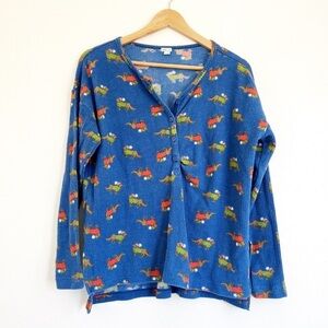 Womens Aerie Dog Waffle Knit Pajama Top Size XS